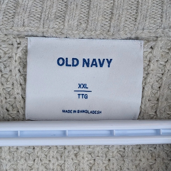Old Navy Cream Textured Button-Down Mock-Neck Sweater Mens XXL Unisex - Picture 3 of 9